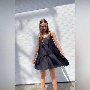 OAK + FORT BLACK TIERD MINI DRESS SIZE S